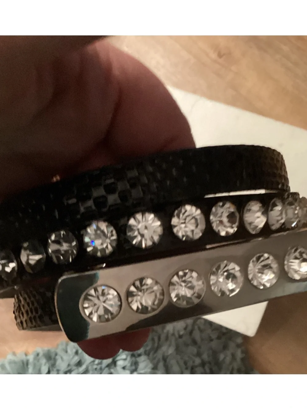 Black Rhinestone Accent Women's Fashion Belt 39” total, adjustable